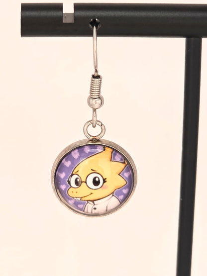 Undertale Inspired Alphys & Undyne Dangle Stainless Steel Fish Hook Earrings