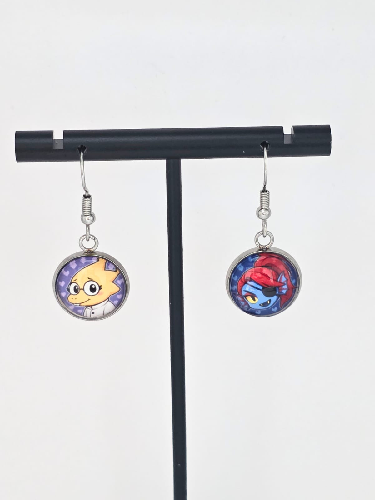 Undertale Inspired Alphys & Undyne Dangle Stainless Steel Fish Hook Earrings