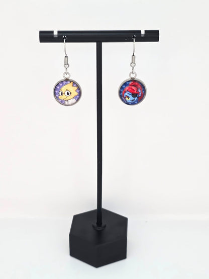 Undertale Inspired Alphys & Undyne Dangle Stainless Steel Fish Hook Earrings