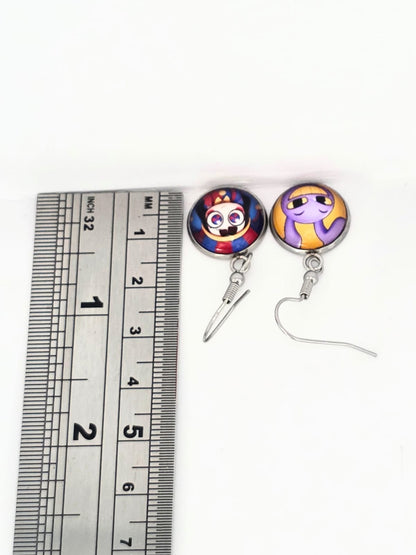 The Amazing Digital Circus Inspired Pomni & Jax Dangle Stainless Steel Earrings