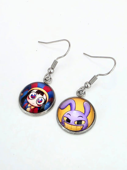 The Amazing Digital Circus Inspired Pomni & Jax Dangle Stainless Steel Earrings