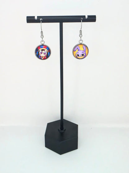 The Amazing Digital Circus Inspired Pomni & Jax Dangle Stainless Steel Earrings