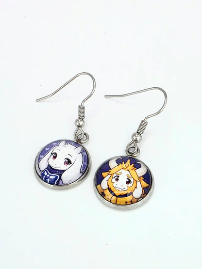 Undertale Inspired Asgore & Toriel Dangle Stainless Steel Fish Hook Earrings