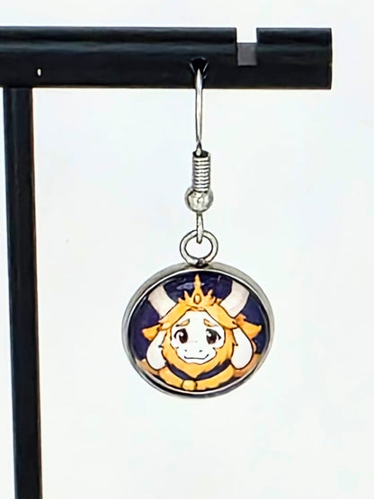 Undertale Inspired Asgore & Toriel Dangle Stainless Steel Fish Hook Earrings