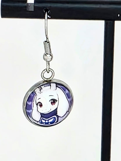 Undertale Inspired Asgore & Toriel Dangle Stainless Steel Fish Hook Earrings