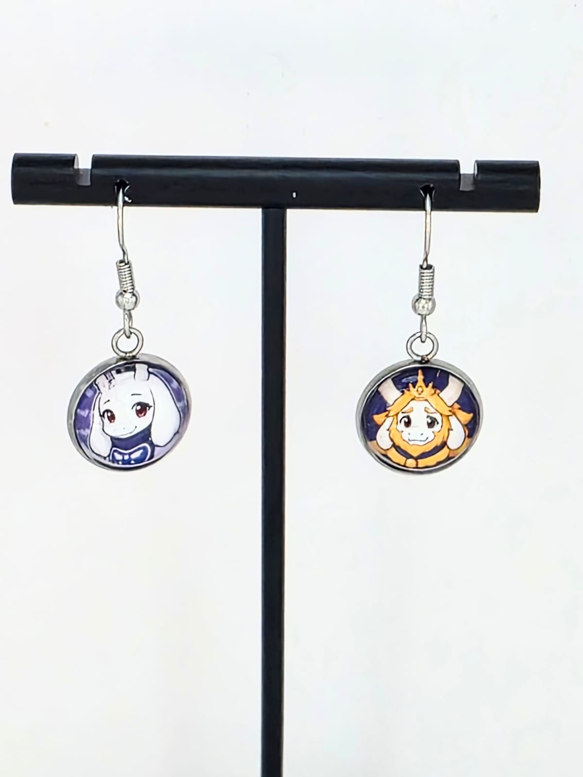 Undertale Inspired Asgore & Toriel Dangle Stainless Steel Fish Hook Earrings