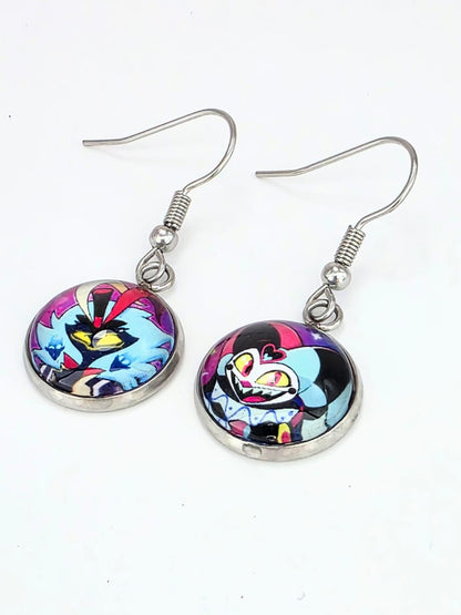 Helluva Boss Inspired Asmodeus & Fizzarolli Dangle Stainless Steel Earrings