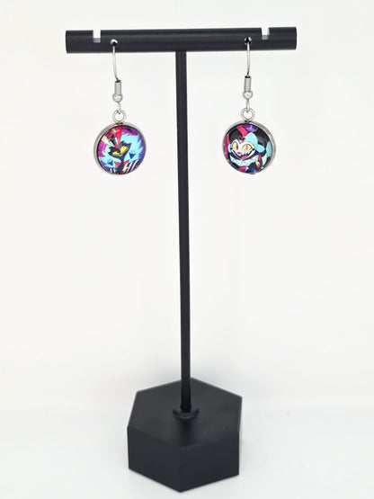 Helluva Boss Inspired Asmodeus & Fizzarolli Dangle Stainless Steel Earrings