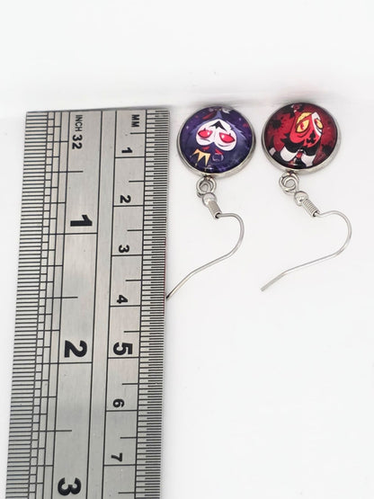 Helluva Boss Inspired Stolas & Blitzø Dangle Stainless Steel Fish Hook Earrings