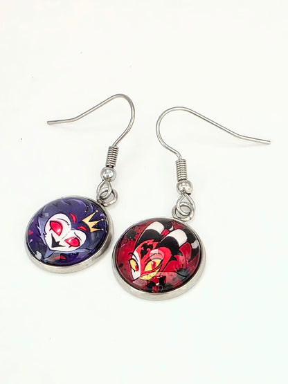 Helluva Boss Inspired Stolas & Blitzø Dangle Stainless Steel Fish Hook Earrings
