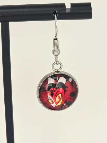 Helluva Boss Inspired Stolas & Blitzø Dangle Stainless Steel Fish Hook Earrings