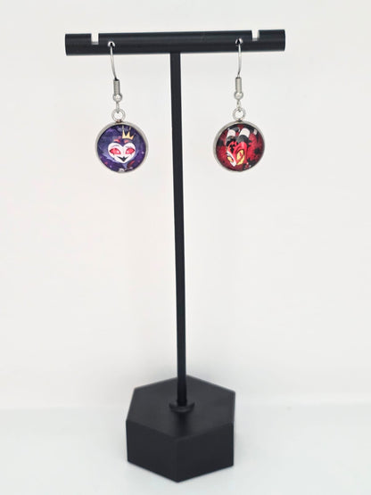 Helluva Boss Inspired Stolas & Blitzø Dangle Stainless Steel Fish Hook Earrings