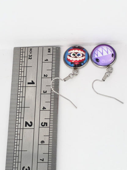 The Amazing Digital Circus Inspired Caine & Bubble Dangle Earrings