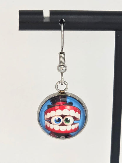 The Amazing Digital Circus Inspired Caine & Bubble Dangle Earrings