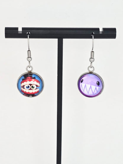 The Amazing Digital Circus Inspired Caine & Bubble Dangle Earrings