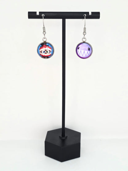 The Amazing Digital Circus Inspired Caine & Bubble Dangle Earrings
