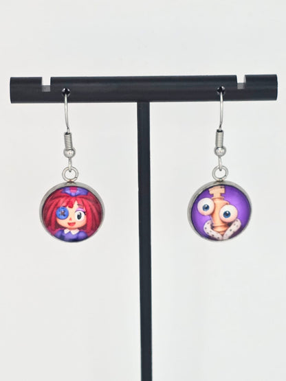 The Amazing Digital Circus Inspired Ragatha & Kinger Dangle Fish Hook Earrings
