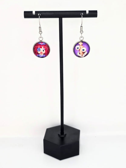The Amazing Digital Circus Inspired Ragatha & Kinger Dangle Fish Hook Earrings