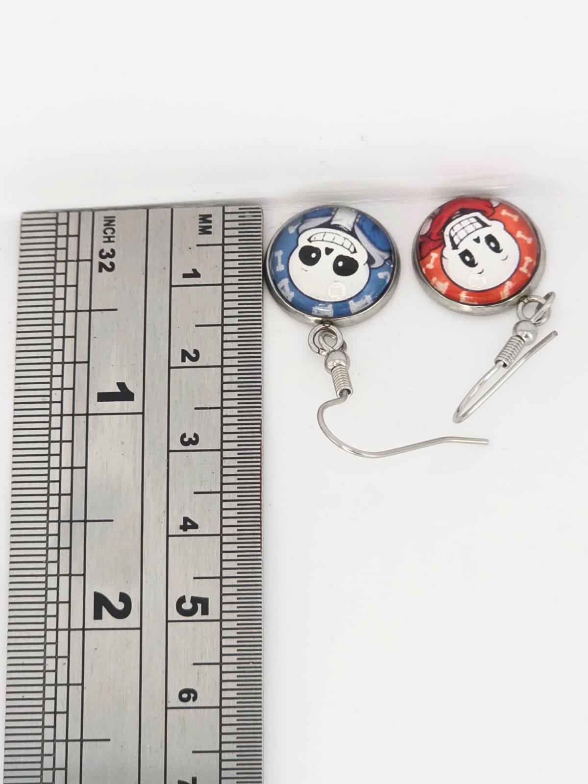 Undertale Inspired Sans & Papyrus Dangle Stainless Steel Fish Hook Earrings