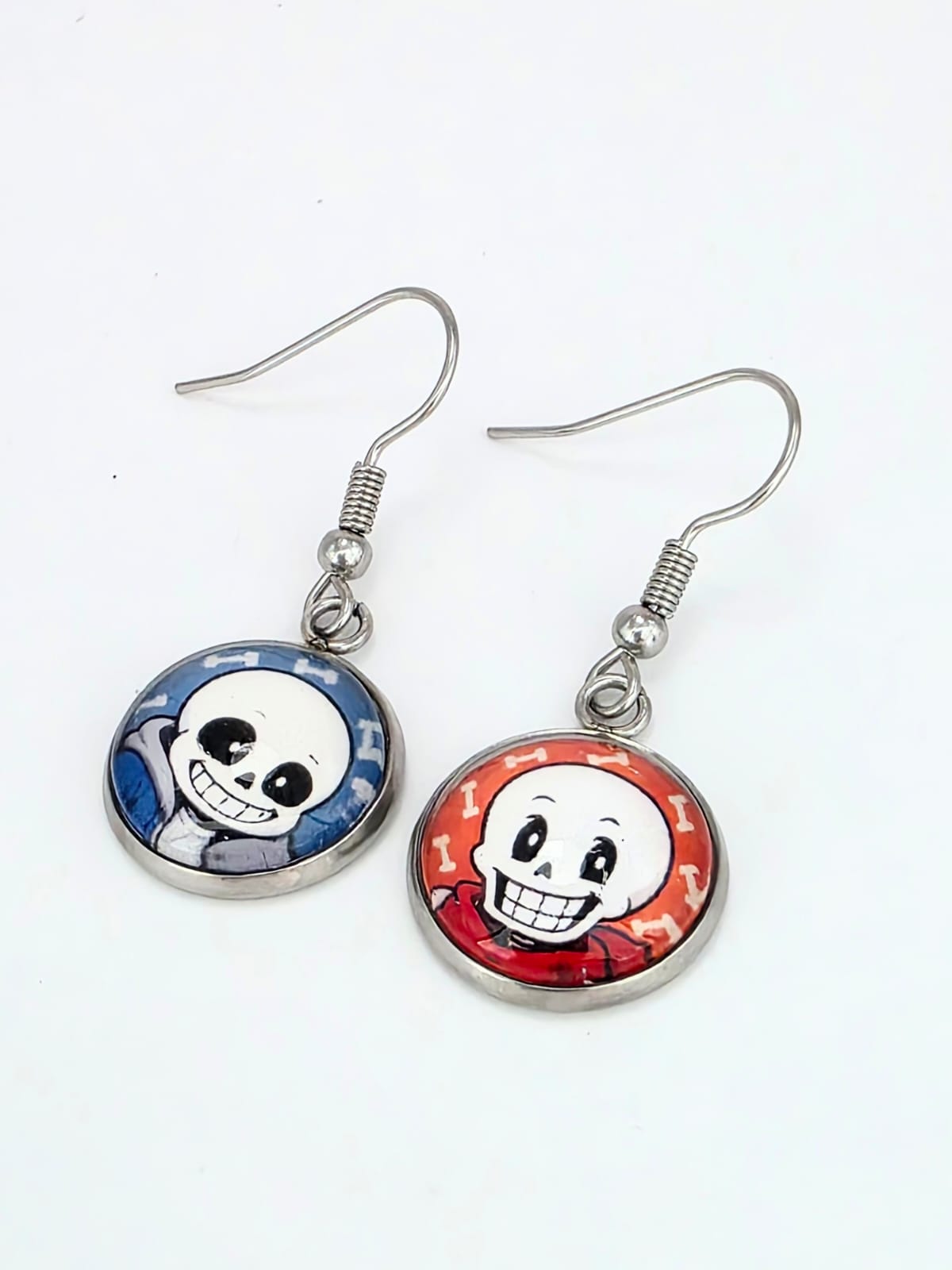 Undertale Inspired Sans & Papyrus Dangle Stainless Steel Fish Hook Earrings