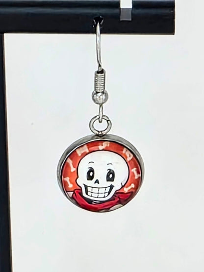 Undertale Inspired Sans & Papyrus Dangle Stainless Steel Fish Hook Earrings