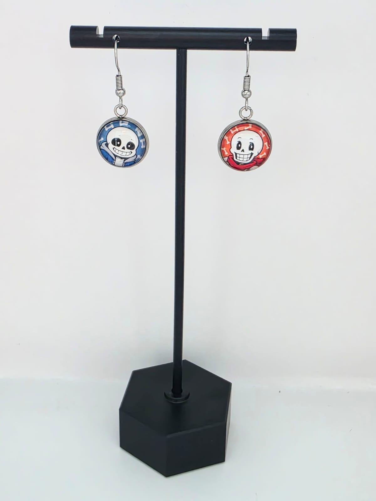 Undertale Inspired Sans & Papyrus Dangle Stainless Steel Fish Hook Earrings