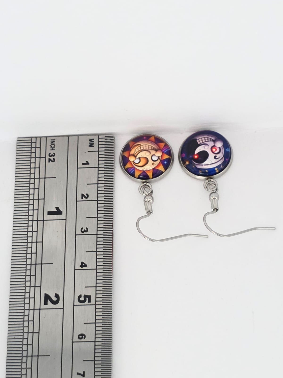 FNAF: Security Breach Inspired Sun & Moon Mismatched Dangle Fish Hook Earrings
