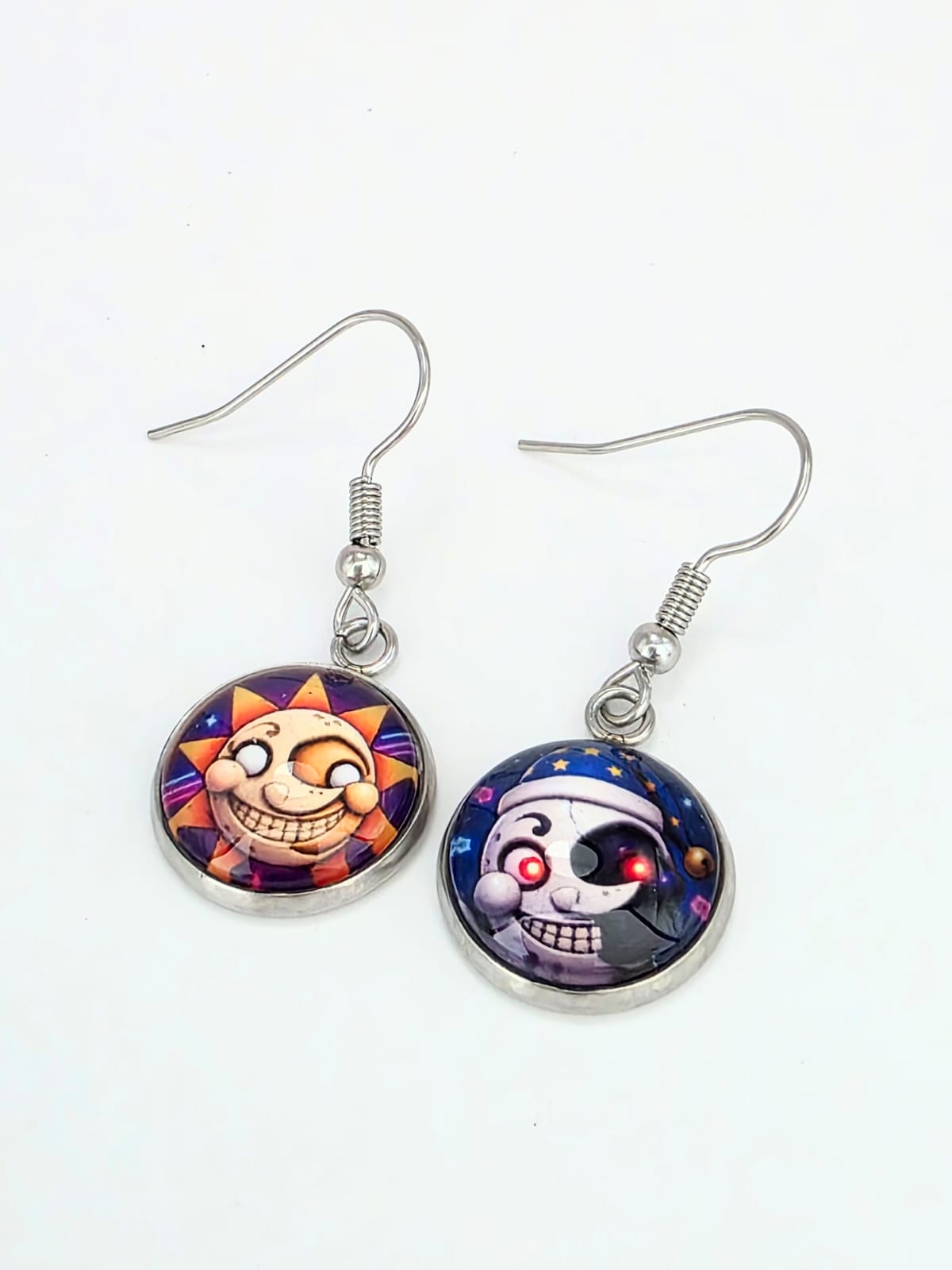 FNAF: Security Breach Inspired Sun & Moon Mismatched Dangle Fish Hook Earrings