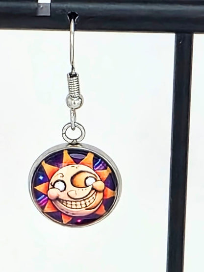 FNAF: Security Breach Inspired Sun & Moon Mismatched Dangle Fish Hook Earrings