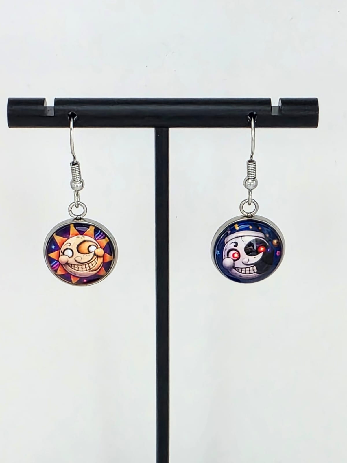 FNAF: Security Breach Inspired Sun & Moon Mismatched Dangle Fish Hook Earrings