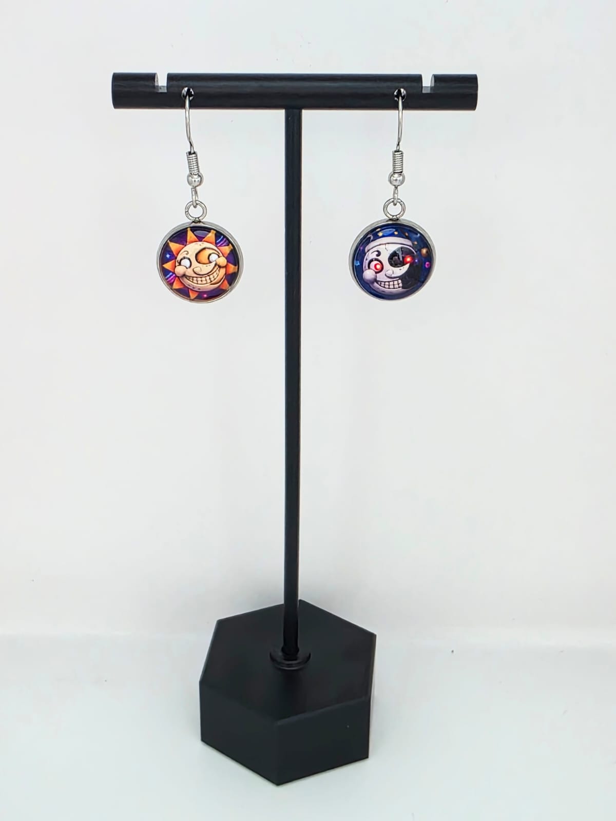 FNAF: Security Breach Inspired Sun & Moon Mismatched Dangle Fish Hook Earrings