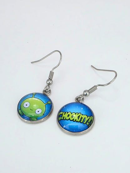 Final Space Inspired Mooncake & Chookity Dangle Stainless Steel Earrings
