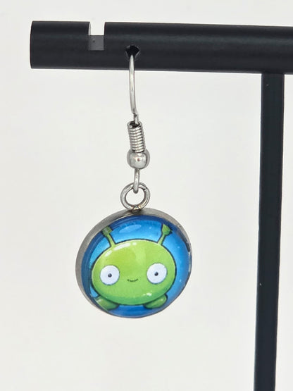 Final Space Inspired Mooncake & Chookity Dangle Stainless Steel Earrings