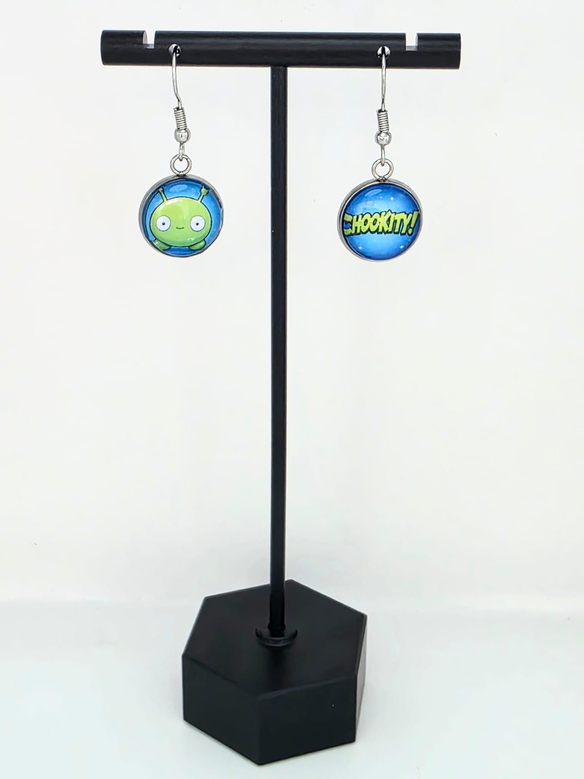 Final Space Inspired Mooncake & Chookity Dangle Stainless Steel Earrings