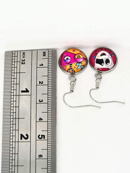 The Amazing Digital Circus Inspired Gangle & Zooble Dangle Fish Hook Earrings