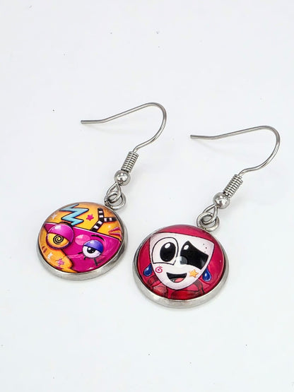 The Amazing Digital Circus Inspired Gangle & Zooble Dangle Fish Hook Earrings