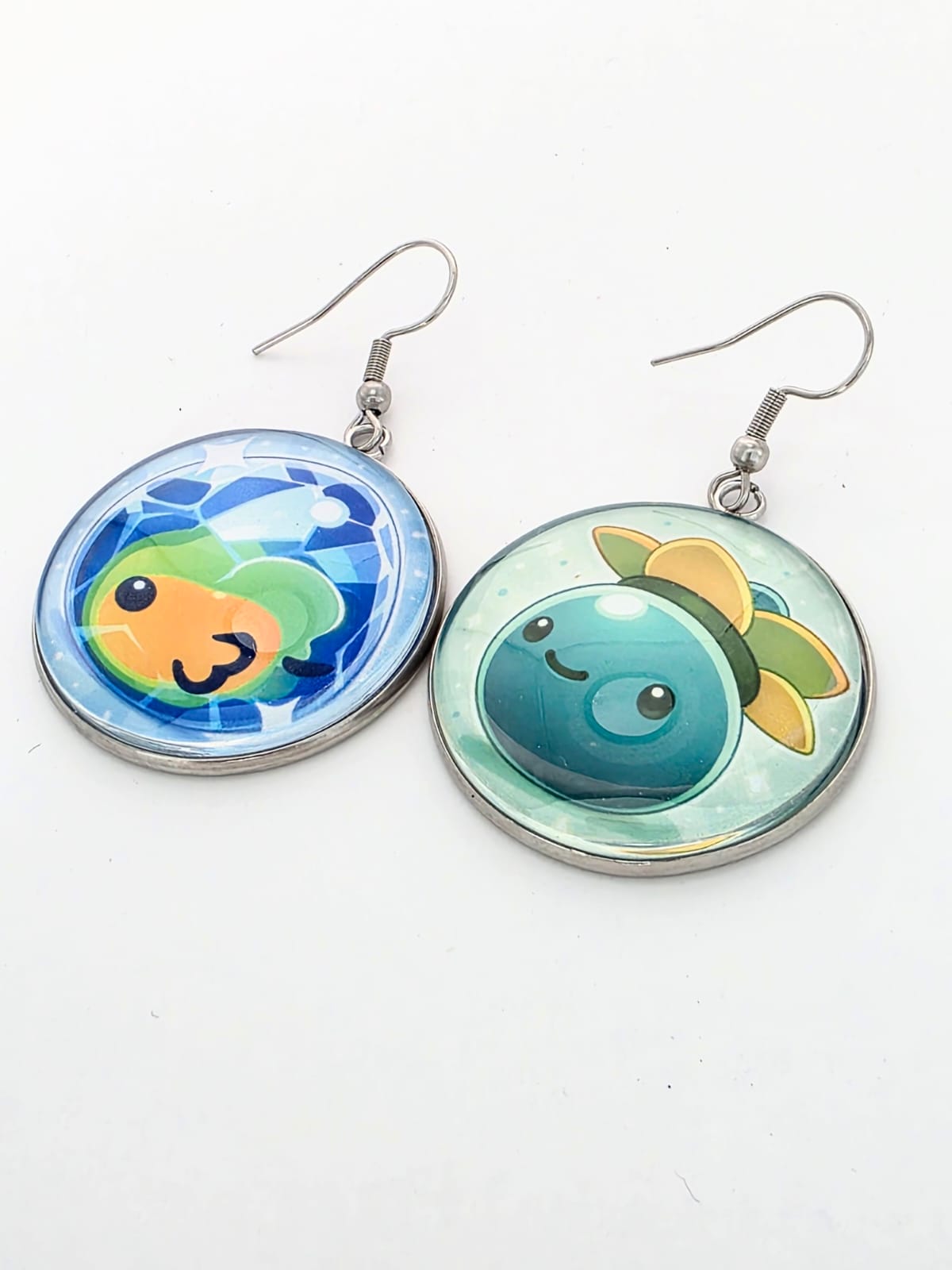Slime Rancher Inspired Mosaic Slime & Tangle Slime Dangle Fish Hook Earrings
