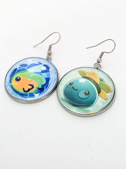Slime Rancher Inspired Mosaic Slime & Tangle Slime Dangle Fish Hook Earrings