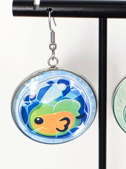 Slime Rancher Inspired Mosaic Slime & Tangle Slime Dangle Fish Hook Earrings
