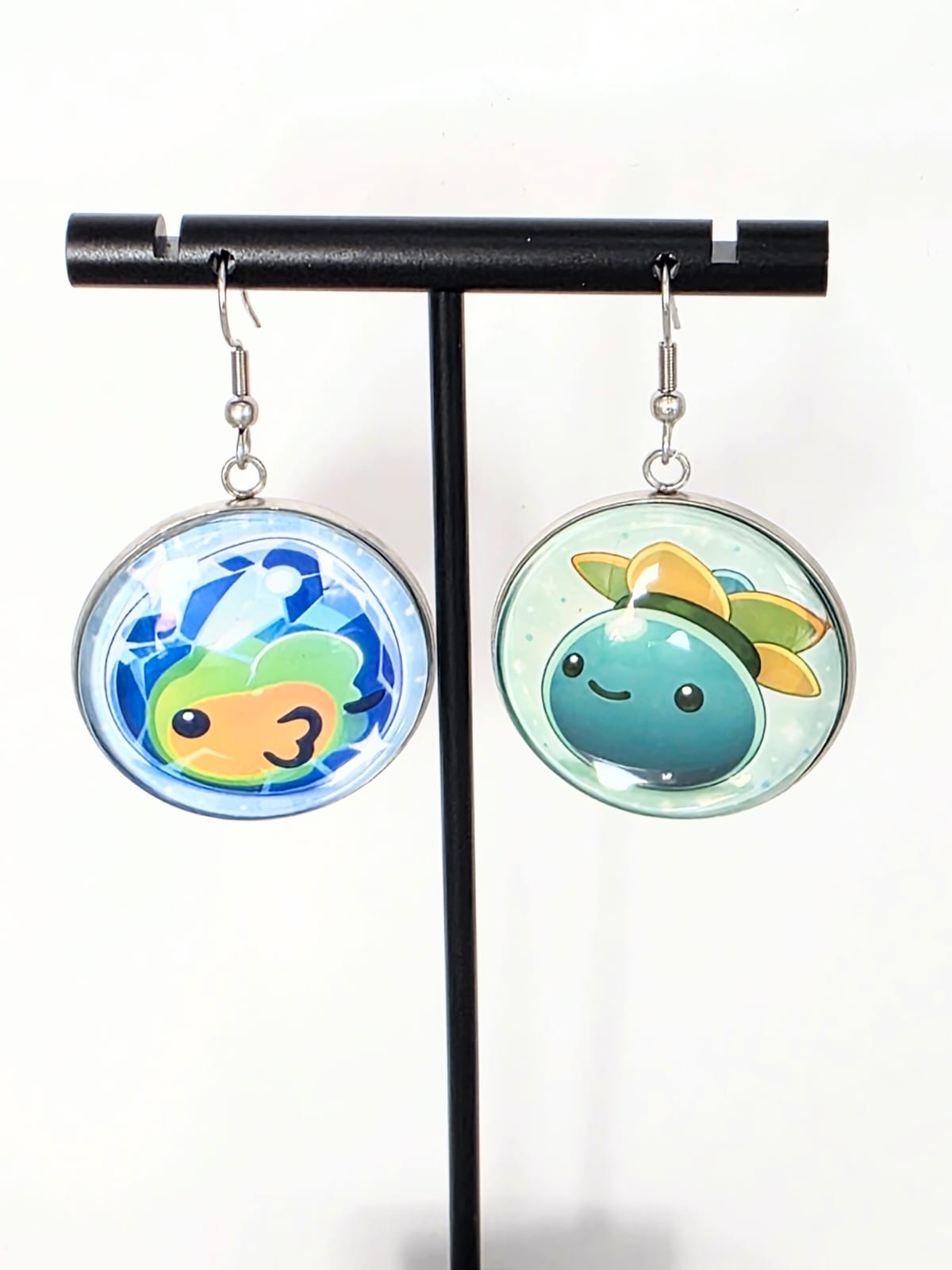 Slime Rancher Inspired Mosaic Slime & Tangle Slime Dangle Fish Hook Earrings