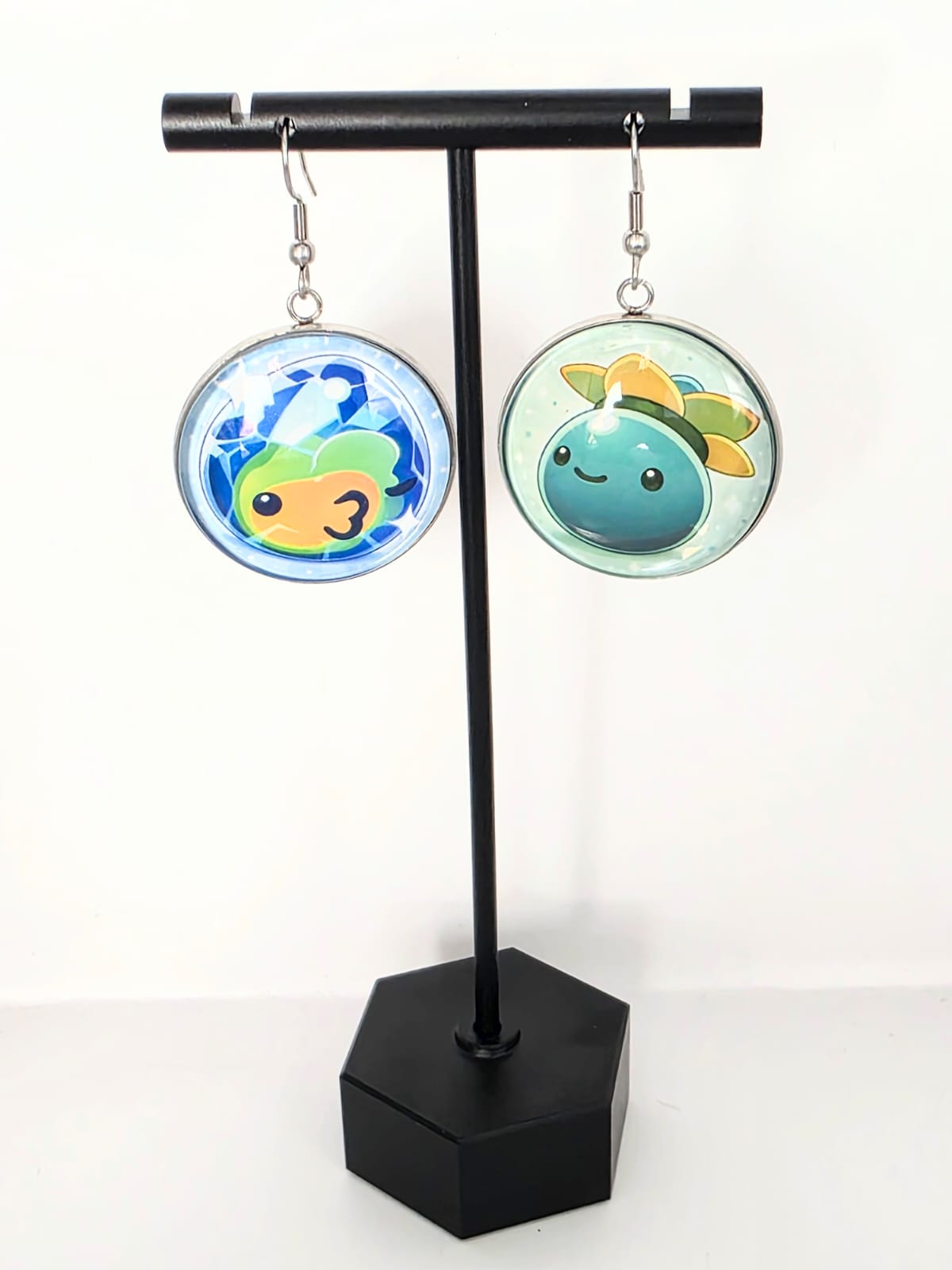 Slime Rancher Inspired Mosaic Slime & Tangle Slime Dangle Fish Hook Earrings