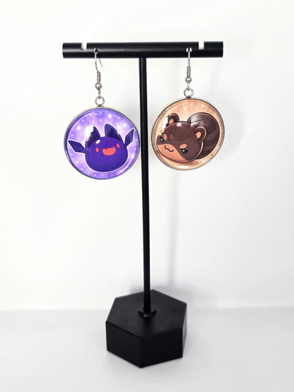 Slime Rancher 2 Inspired Batty & Ringtail Dangle Stainless Steel Earrings