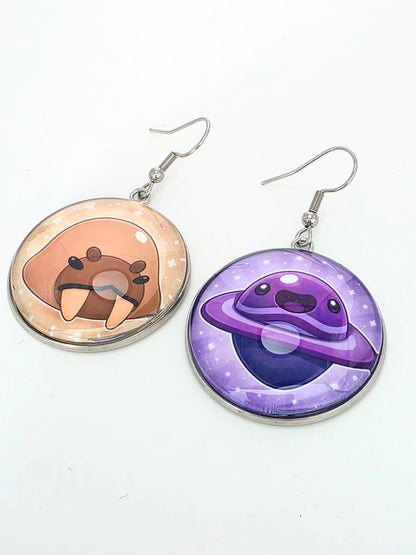 Slime Rancher Inspired Dervish Slime & Saber Slime Dangle Fish Hook Earrings