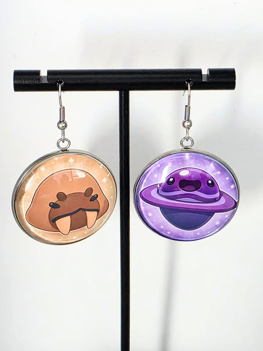 Slime Rancher Inspired Dervish Slime & Saber Slime Dangle Fish Hook Earrings