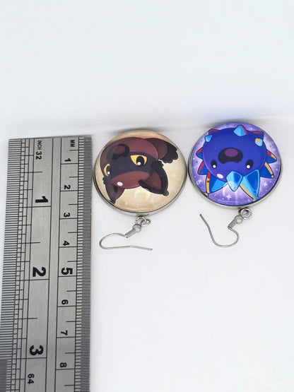 Slime Rancher Inspired Hunter Slime & Crystal Slime Dangle Fish Hook Earrings