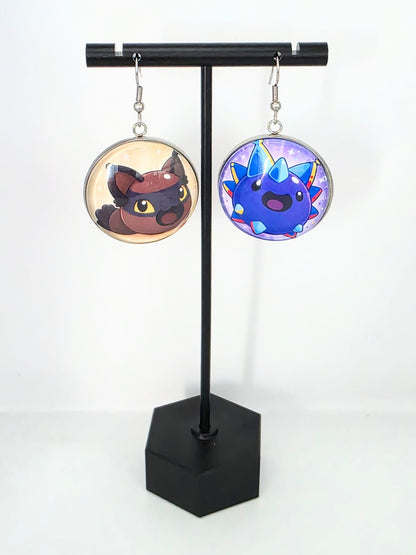 Slime Rancher Inspired Hunter Slime & Crystal Slime Dangle Fish Hook Earrings