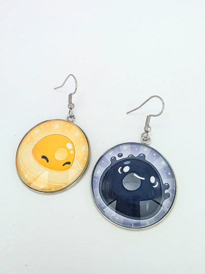 Slime Rancher 2 Inspired Yolky Slime & Shadow Slime Dangle Fish Hook Earrings