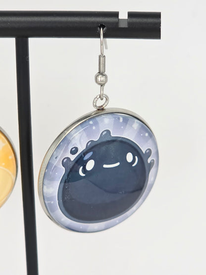 Slime Rancher 2 Inspired Yolky Slime & Shadow Slime Dangle Fish Hook Earrings