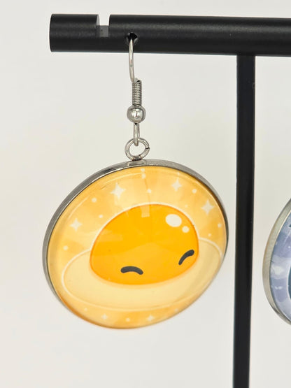 Slime Rancher 2 Inspired Yolky Slime & Shadow Slime Dangle Fish Hook Earrings