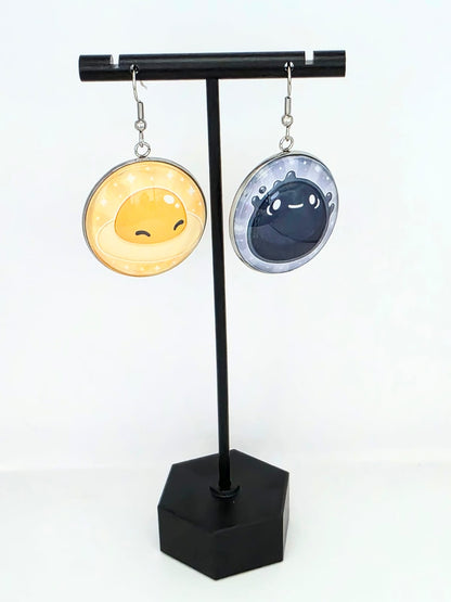 Slime Rancher 2 Inspired Yolky Slime & Shadow Slime Dangle Fish Hook Earrings